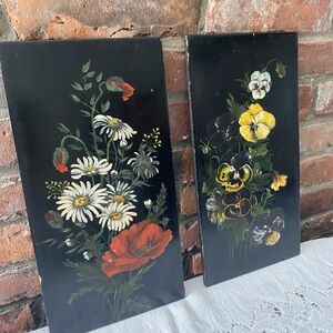 Handpainted floral art Cottagecore 12x6.5”